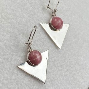 Earrings - rhodochrosite gemstone and silver from Greece